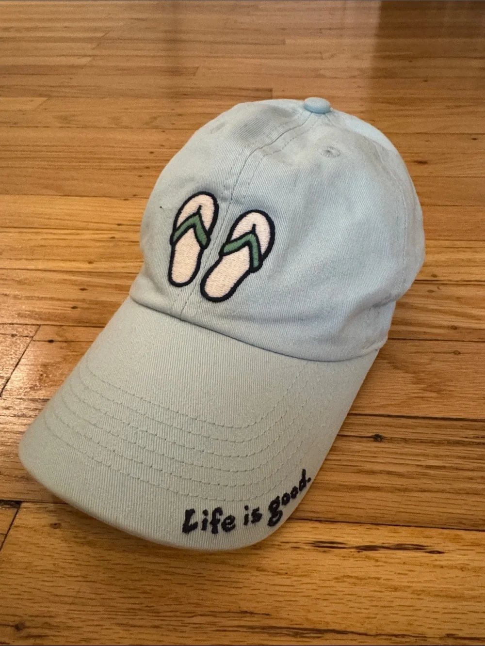 Life Is Good Light Blue Baseball Cap with Flip-Flop Embroidery